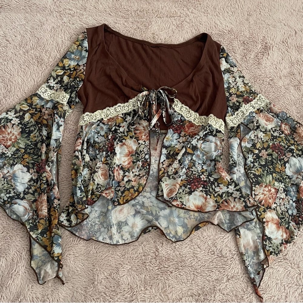Floral Tie Front Bohemian Shirt